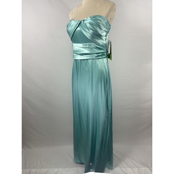 Nicole by Nicole Miller Platinum Formal Dress Gown Aqua Blue 14 Maxi Strapless - Picture 11 of 11